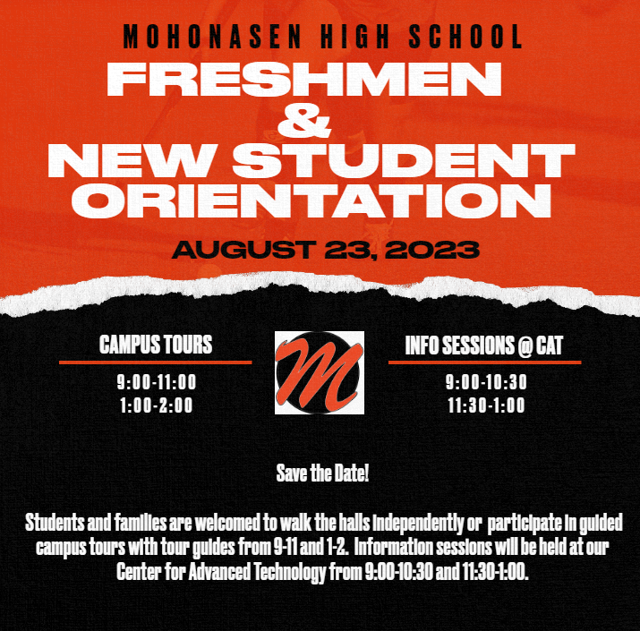 August 23; High school freshman and new student orientation - Mohonasen ...